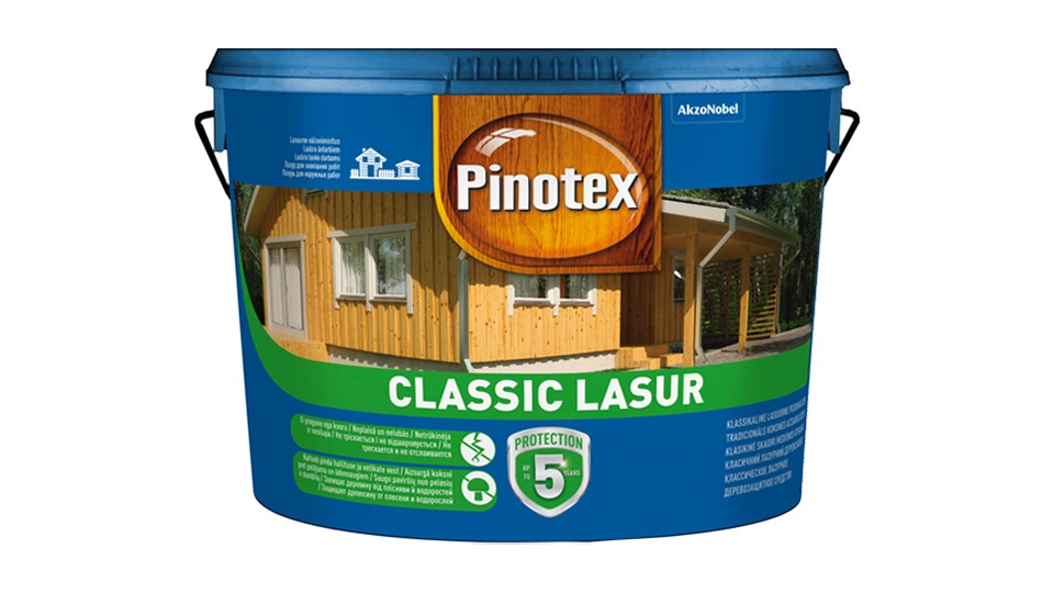 Դեկորատիվ դեղաներկ փայտի պաշտպանության համար Pinotex Classic կալուժնիցա 1 լ