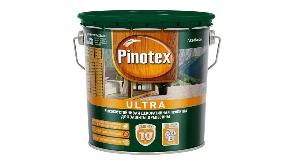 Пропитка декоративная для защиты древесины Pinotex Ultra полуглянцевая орех 2,7 л
