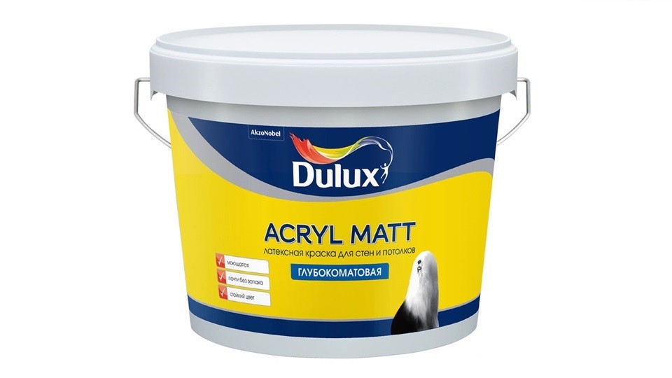 Latex paint for walls and ceilings Dulux Acryl Matt deep matte base-BW 9 l