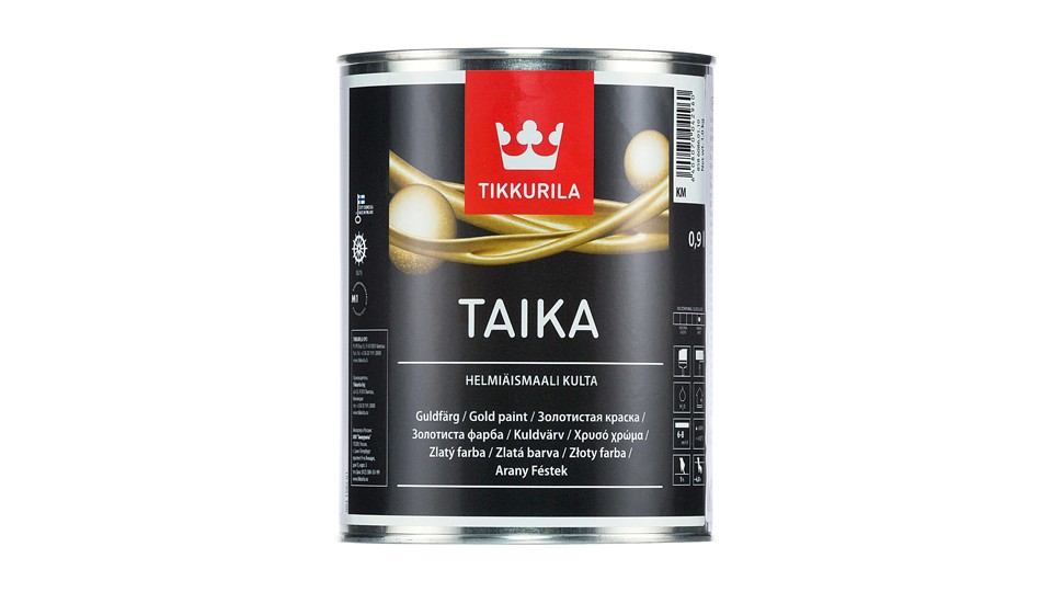 Decorative acrylate paint Tikkurila Taika Helmiasmaali semi-gloss base-HM pearlescent silver 0,9 l