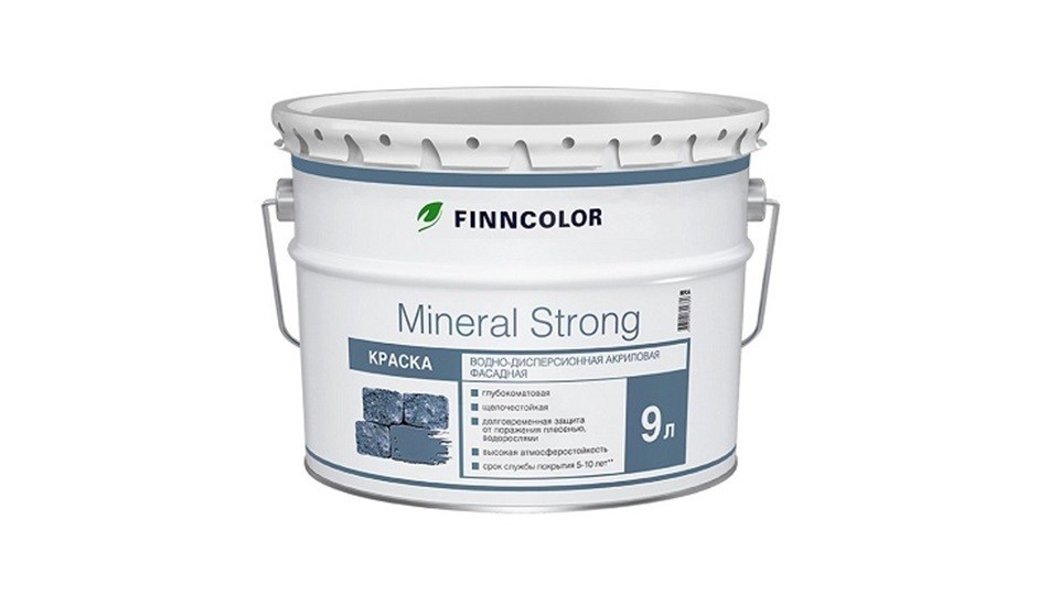 Water-dispersion acrylic paint for mineral facades Finncolor Mineral strong extra-matt base-MRC 9 l