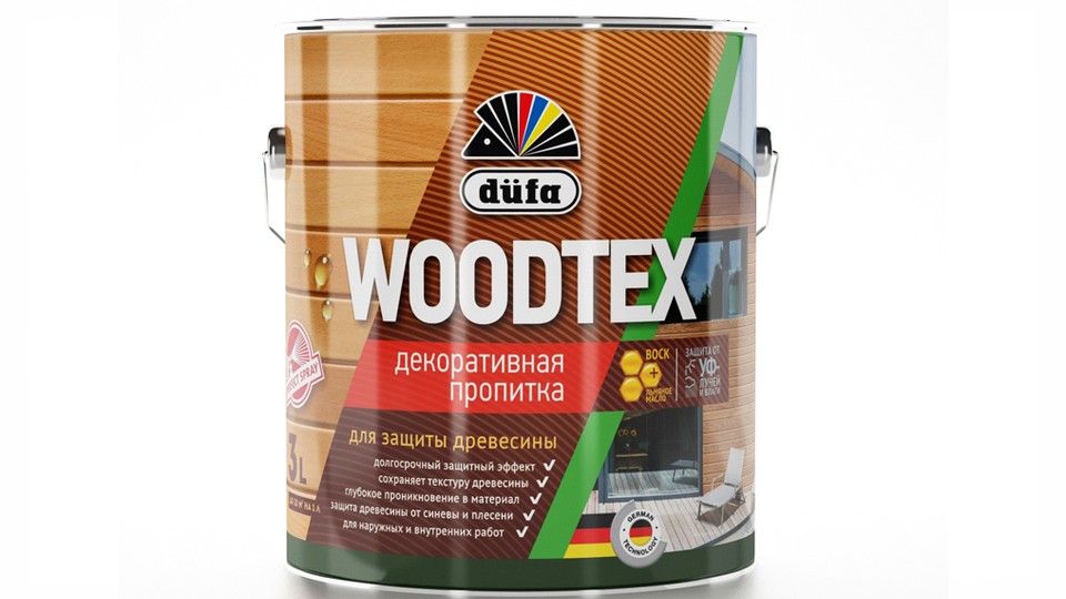 Пропитка декоративная для защиты древесины алкидная Dufa Woodtex сосна 3 л