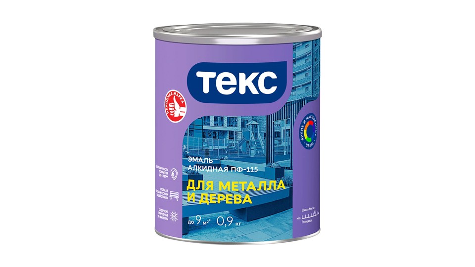 Enamel ПФ-115 universal alkyd Текс Оптимум glossy black 0,9 kg