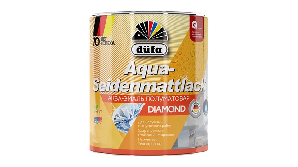 Enamel for wood and metal acrylic Dufa Aqua-Seidenmattlack semi-matt RAL 9010 white 0,75 l