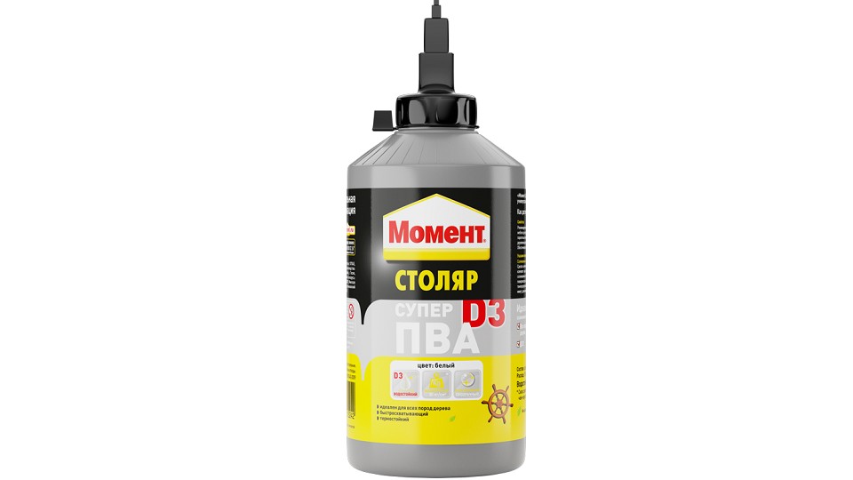 Water-dispersion wood glue Момент Столяр Супер ПВА D3 750 g