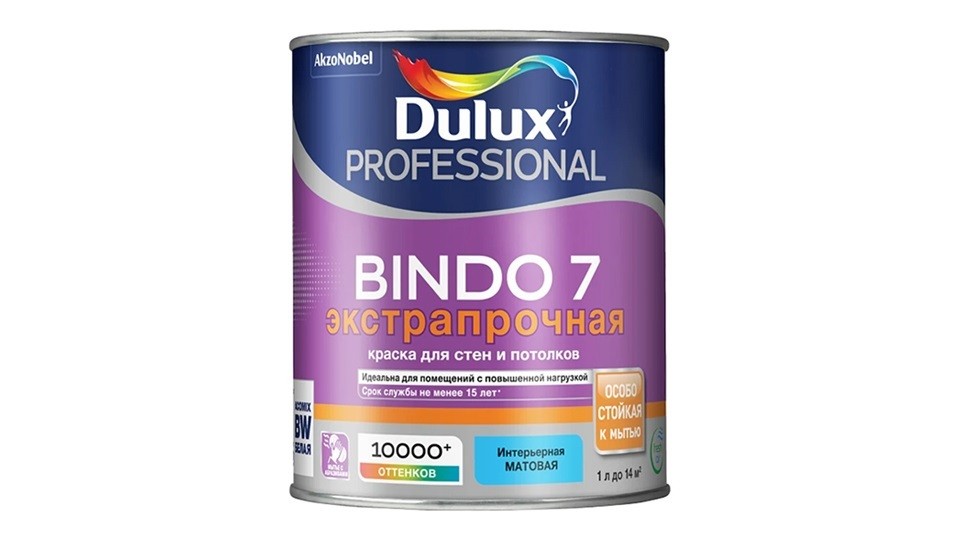 Paint for walls and ceilings latex extra durable Dulux Professional Bindo 7 matte base-BW 1 l