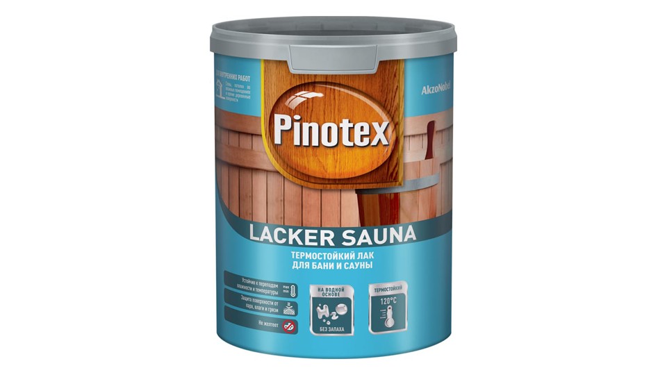 Лак для бань и саун на водной основе Pinotex Lacker Sauna 20 полуматовый 1 л