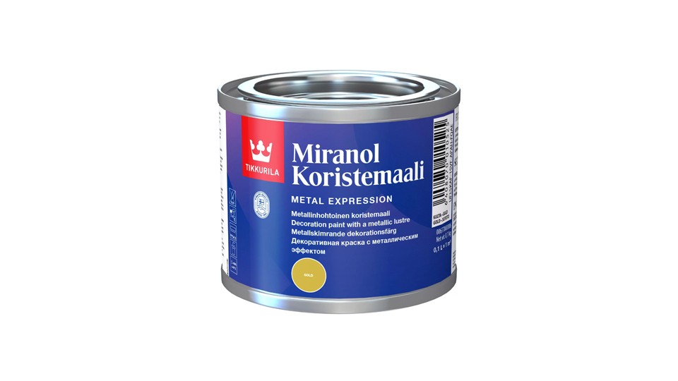 Краска декоративная Miranol Gold золотая глянцевая 0,1л, Тиккурила