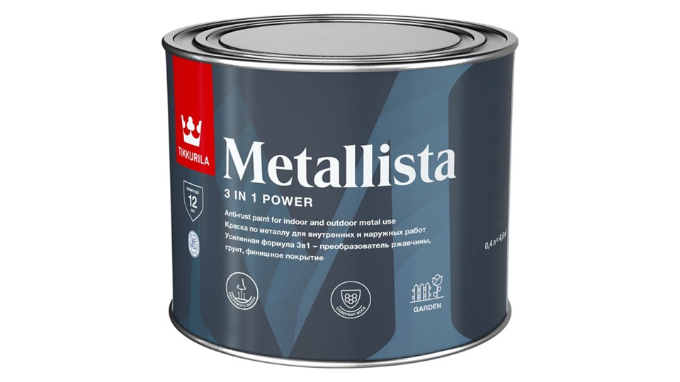 Краска по ржавчине Tikkurila Metallista гладкая черная 0,4 л