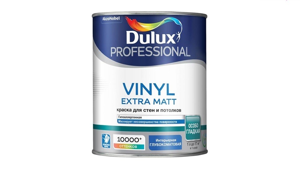 Paint for walls and ceilings water-dispersion Dulux Vinyl Extra Matt matte base-BW 1 l