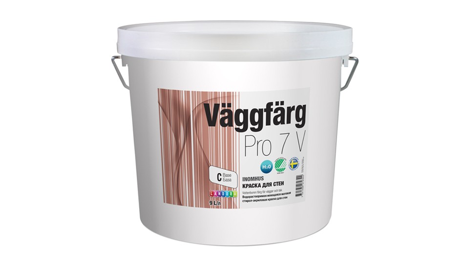 Paint for walls and ceilings styrene-acrylate Landora VдggFдrg Pro 7 V matt base-C 9 l