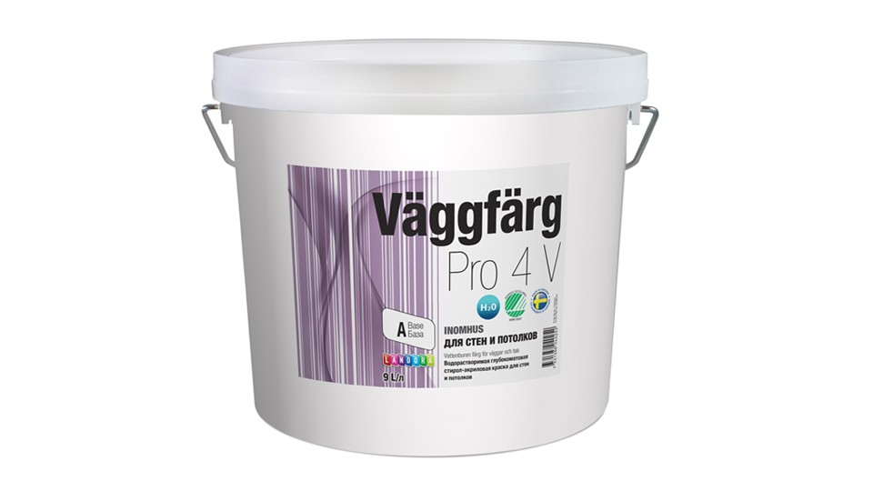 Paint for walls and ceilings styrene-acrylate Landora VдggFдrg Pro 4 V extra-matt base-A 9 l