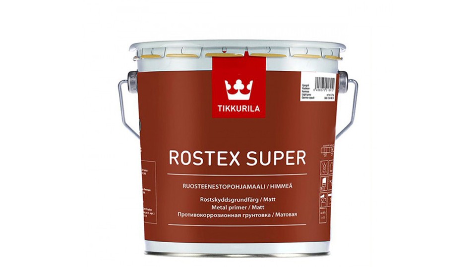 Грунт антикоррозийный Tikkurila Rostex Super серый 3 л