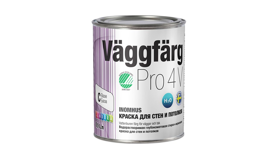 Paint for walls and ceilings styrene-acrylate Landora VдggFдrg Pro 4 V extra-matt base-C 0,9 l