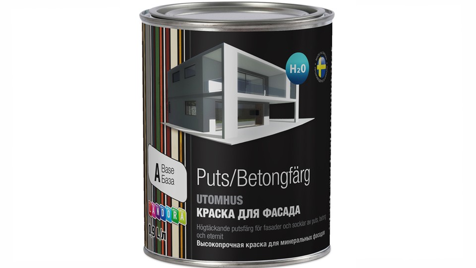 Paint for mineral fasades styrene-acrylate Landora Puts Betongfдrg extra-matt base-A 0,9 l