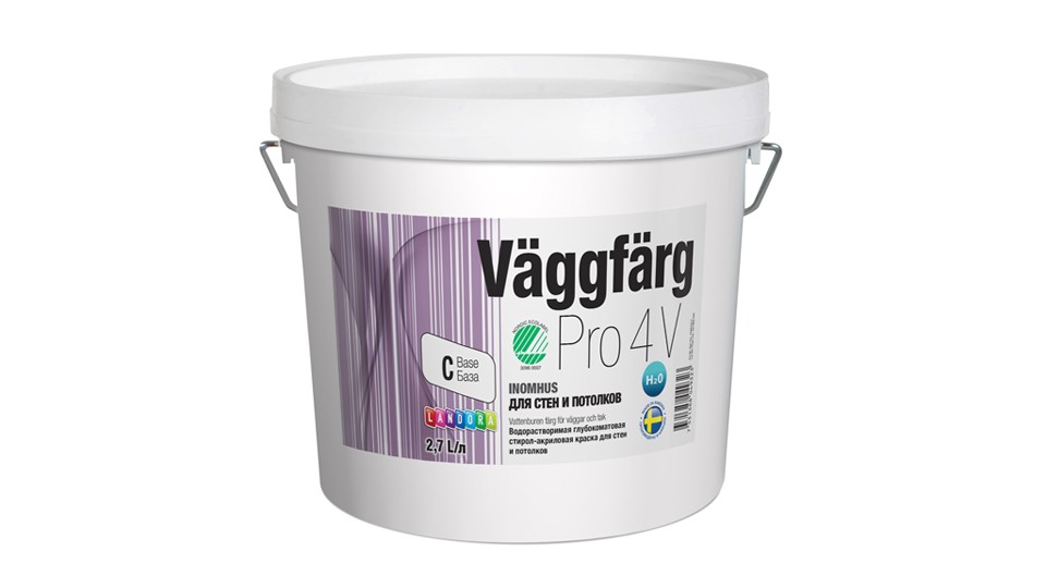 Paint for walls and ceilings styrene-acrylate Landora VдggFдrg Pro 4 V extra-matt base-C 2,7 l