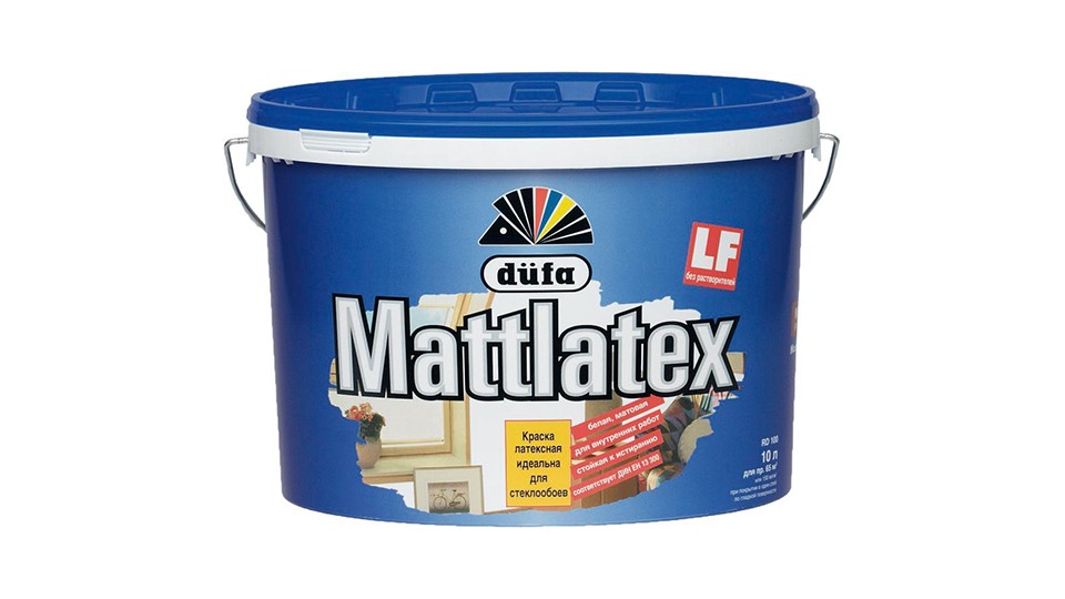 Краска для стен и потолков для влажных помещений латексная Dufa Mattlatex D100 матовая белая 10 л