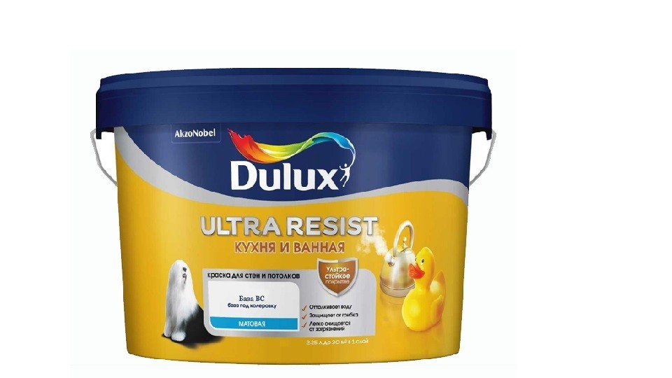 Kitchen and bathroom paint Dulux Ultra Resist matte base-BC 2,5 l