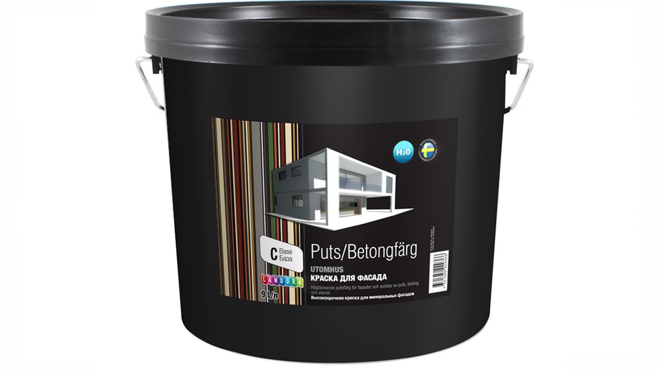 Paint for mineral fasades styrene-acrylate Landora Puts Betongfдrg extra-matt base-C 9 l