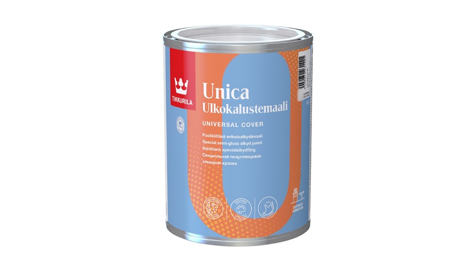 Special application alkyd paint Tikkurila Unica semi-gloss base-A 0,9 l