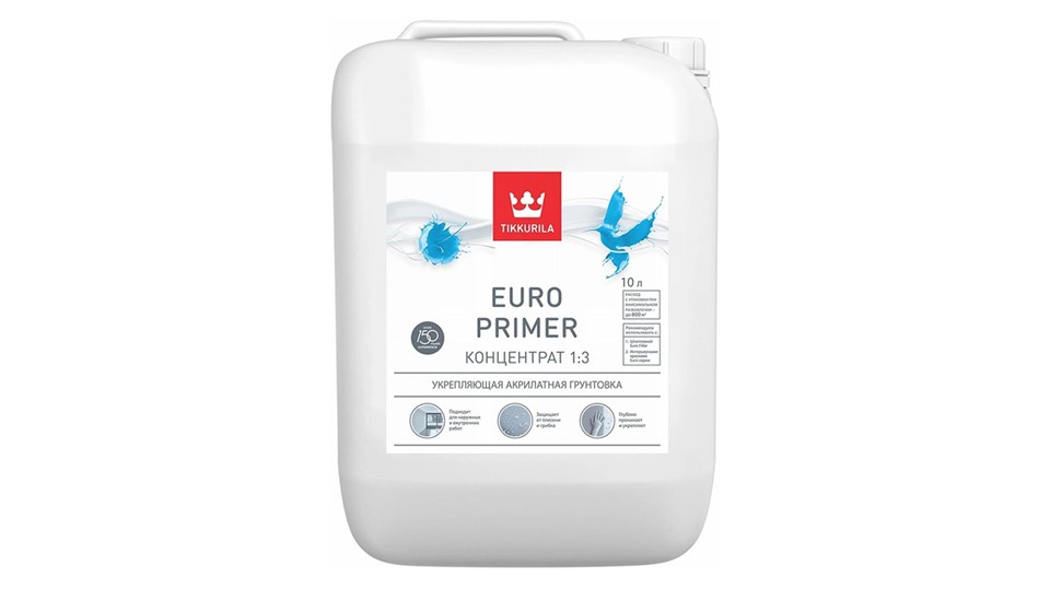 Deep penetration acrylate strengthening primer Tikkurila Euro Primer concentrate 1:3 10 l