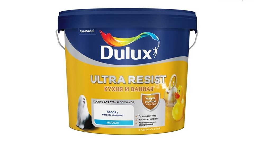 Kitchen and bathroom paint Dulux Ultra Resist matte base-BW 5 l