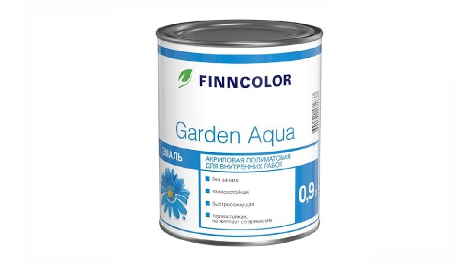 Էմալ ունիվերսալ ակրիլային Finncolor Garden Aqua կիսափայլատ բազա-A 0,9 լ
