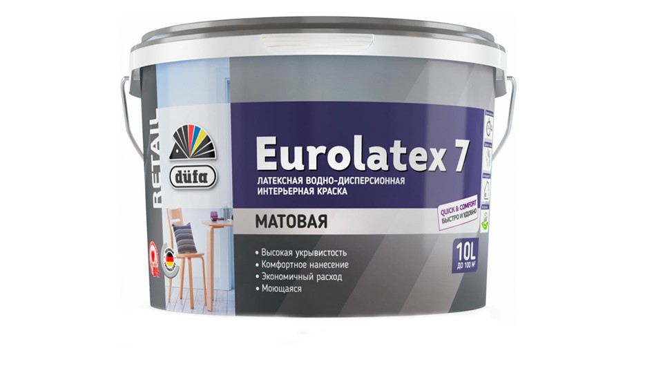 Paint for walls and ceilings latex Water dispersion Dufa Retail Eurolatex 7 extra-matt 10 l