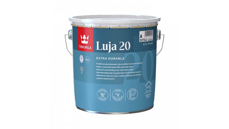 Moisture-resistant antifungal paint Luja 20 A semi-gloss 2.7l, Tikkurila