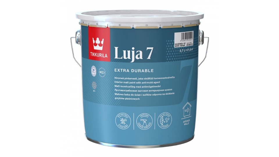 Краска для влажных помещений Tikkurila Luja New 7 матовая база-A 2,7 л