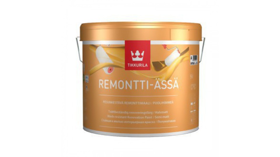 Acrylate paint for walls and ceilings Tikkurila Remontti-Assa semi-matte base-A 0,9 l