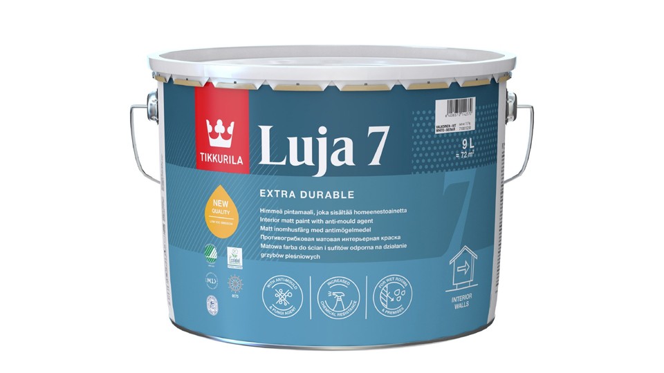 Paint for wet rooms Tikkurila Luja New 7 matte base-A 9 l